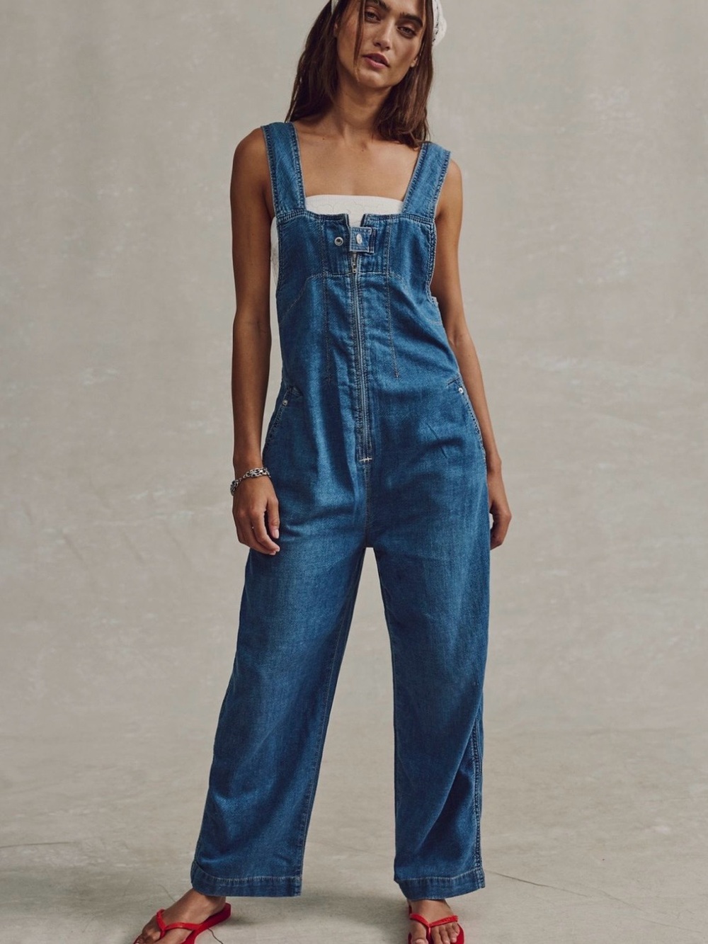 Free People We The Free Jude One Piece Indigo Denim Jumpsuit